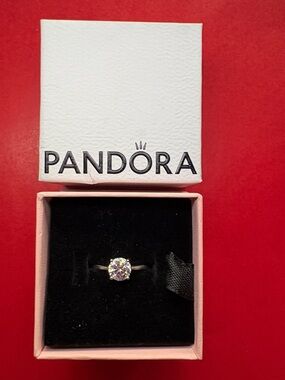 Pandora Silver Solitaire Ring with Clear Sparkle 7.5